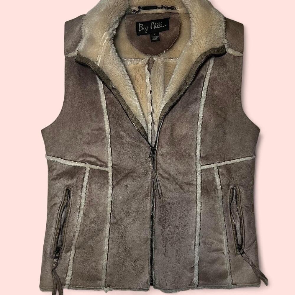 Tan and cream faux shearling